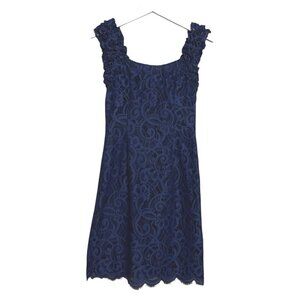 Lilly Pulitzer Mara Bright Navy About Face Two Tone Lace Dress Sleeveless Size 2
